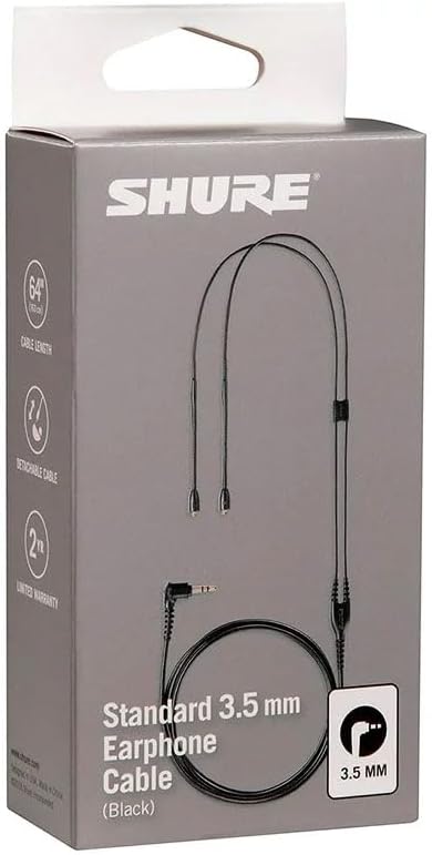 Shure Earphone Replacement Cable for SE Sound Isolating Earphones with MMCX Connection Detachable Cables (SE215, SE315, SE425, SE535, SE846) - 64-inches Long, Black (EAC64BK)