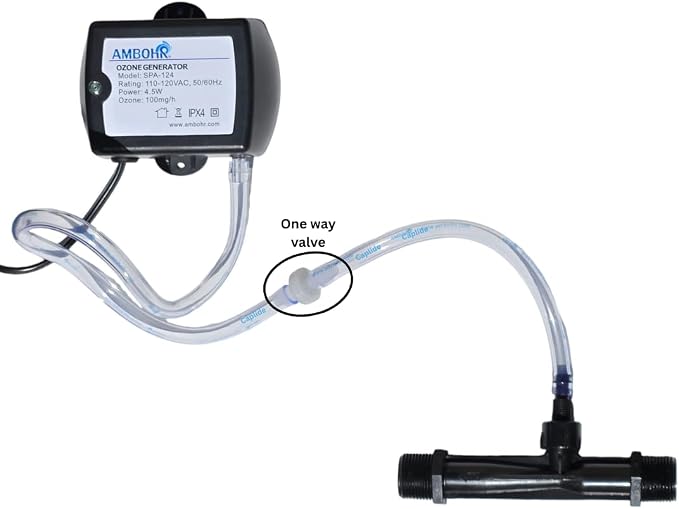 Cold Plunge Ozone Generator AMBOHR 50mg/Hr Hot tub Ozone Generator Keep Your spa Water Clean. Includes Threaded 3/4" NPT Venturi Injector. Inline Cold Plunge Ozone Generator.