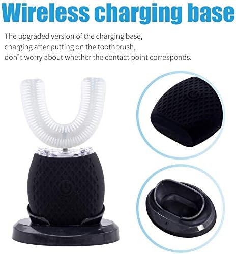Automatic Ultrasonic Toothbrush,Electric Ultrasonic Toothbrush for Adults 360° Electric Toothbrush 30'' Automatic Timer Wireless Charging Washable Travel Home Dual-use (Black)
