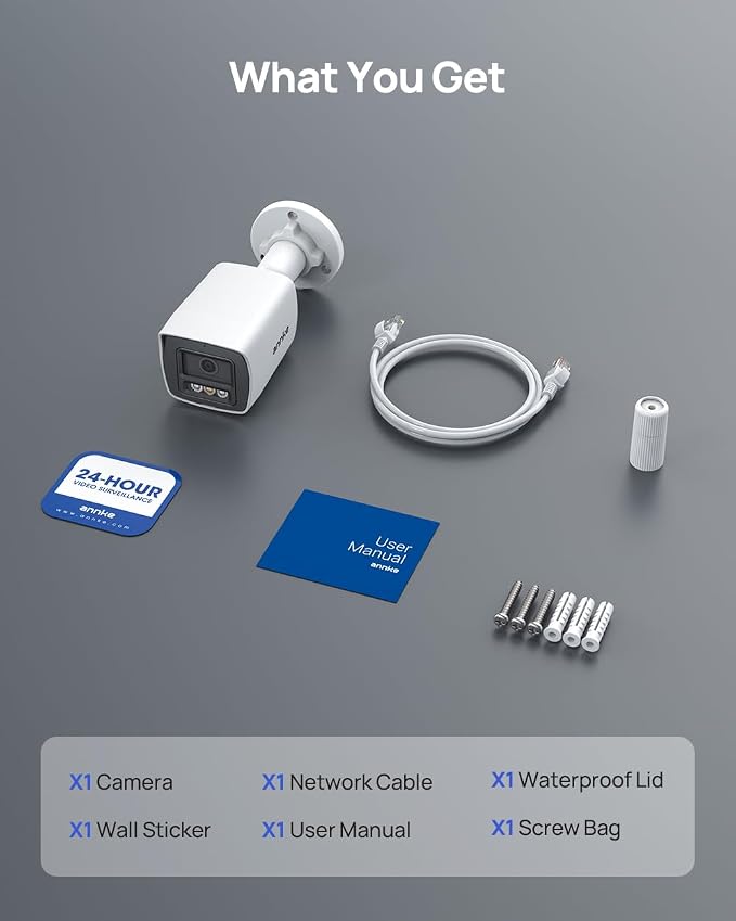 ANNKE Security 4K 8MP PoE Camera, Surveillance Outdoor AI IP Cam with Mic/Audio, AI Human/Vehicle Detection, Smart Dual Light, IP67, H.265+, Up to 512GB Storage, 4mm Lens, Color Night Vision
