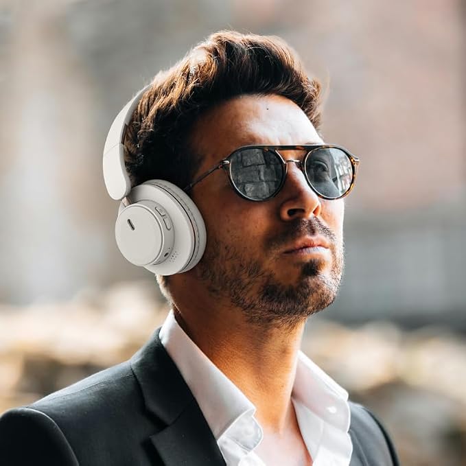 Foldable Bluetooth Headphones with Hidden Mic, Portable Over-Ear Wireless Headphones for Cell Phone, PC, Laptop, Suitable for Music, School, Workouts, and Gaming (White)