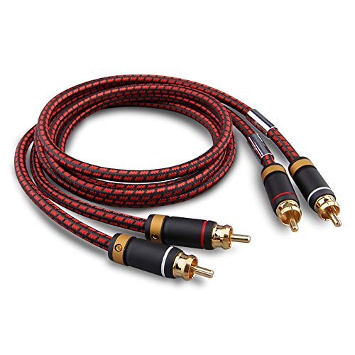 Auidophile 2RCA Male to 2RCA Male Stereo Audio Cable,Gold Plated | 4N Oxgen-Free Copper Core (2.5 Feet (0.75M))