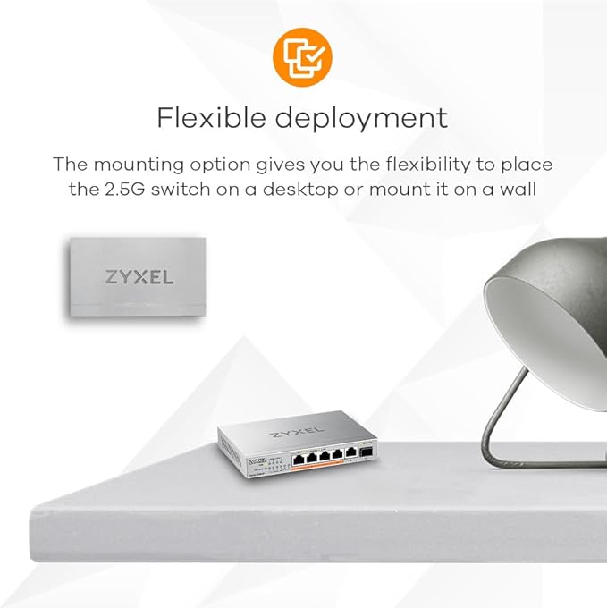 Zyxel 5 Port Network Switch | 2.5Gb Multi Gigabit Switch | Unmanaged | 5X 2.5G, 1x 10G SFP+ | Plug and Play Easy Installation | Fanless | Desktop Ethernet Splitter | TAA Compliant | XMG-105