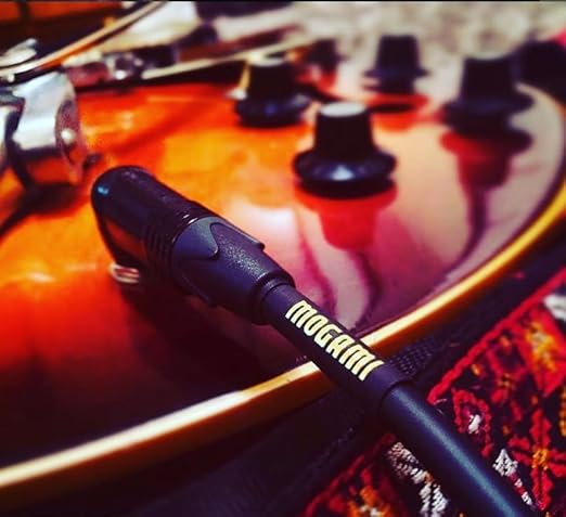 Mogami Gold Instrument Right Angle 18 Electric Guitar Instrument Cable 1/4 Inch TS to TS Electric Guitar Cable 18ft, Guitar Amp Cord, Right Angle Connectors, OFC Core, Anti-Noise Pro Audio Quality