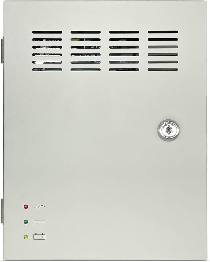 9 Channel 12V DC 5 Amp Output CCTV Distributed Power Supply Box with AC Plug and Lock for Security Cameras and DVRs (5A 9-Channel)