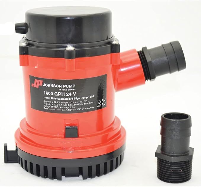 Johnson Pump 16084-00 Heavy Duty Bilge Pump, 1600 GPH - 24 Volt