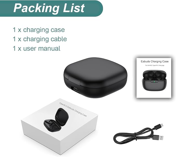 Charging Case for Shokz OpenFit 2/OpenFit 2+ Earbuds (500mAh) | Replacement Charger Case Cover for Shokz OpenFit 2/2+ T920 T921 Open Ear Headphones