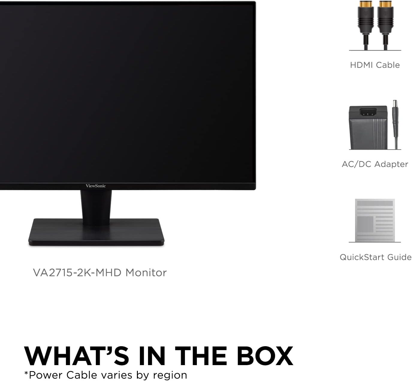 ViewSonic VA2715-2K-MHD 27 Inch 1440p LED Monitor with 100Hz, Ultra-Thin Bezels, HDMI and DisplayPort Inputs for Home and Office