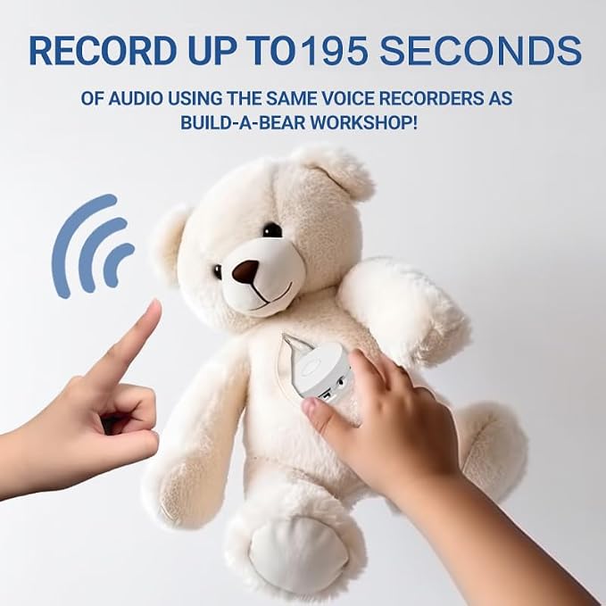 XLW Voice Recorder, 195 Seconds Message Voice Recording, Record Custom Messages for Plush Toys, Stuffed Animals, Baby Dolls, Pillows, USB Rechargeable, Easy to Use