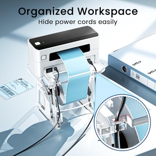D450BT Bluetooth Shipping Label Printer&Transparent Label Holder, Thermal Label Printer for Shipping Packages, Sticker Roll Holder Compatible with Android, iPhone, Windows, macOS, TikTok, UPS