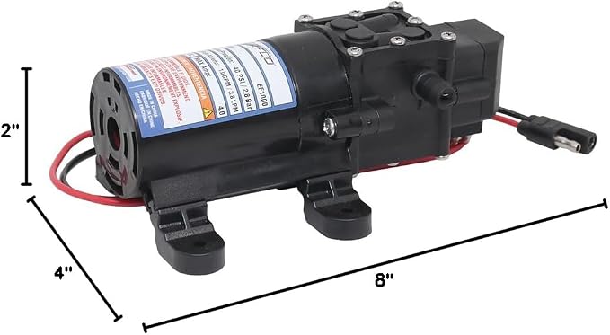 Everflo EF1000-BOX 12V Diaphragm Pump with 3/8" Hose Barb Ports, 1.0 Gpm