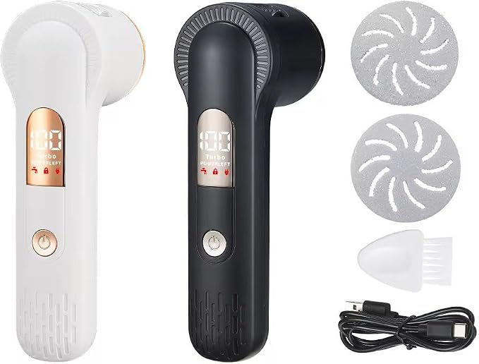 Electric Foot Callus Remover – Rechargeable Pedicure Tool for Smooth Feet – Waterproof, 3 Roller Heads, LED Display, USB Charging