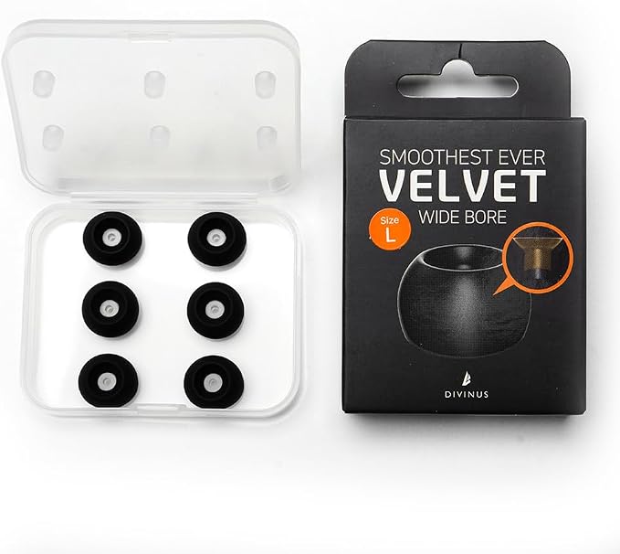 Divinus Velvet Wide Bore Silicone Eartips for 4-6mm Nozzle, Replaceable IEM Earbud Tips with Enhanced Sound Quality and Comfort (L(3 Pairs))