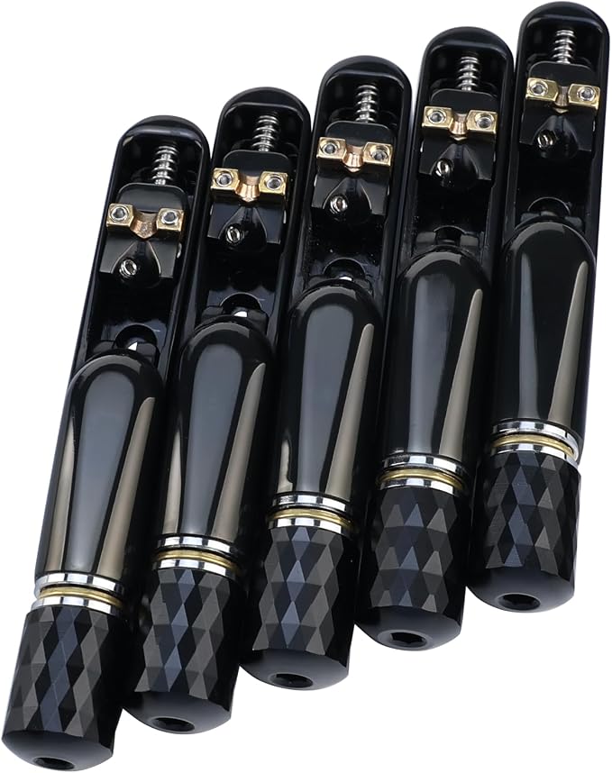 Pack of 5 Individual Single Tubular Fixed Bridge 5 String Electric Bass Bridge for Headless 5-string Bass Replacement Parts(Conductive Black)