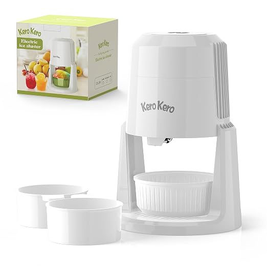Professional Shaved Ice Machine: RX03 Electric Snow Cone Maker & ICEE Machine for Home, 60W Power, 120V Universal Voltage, Create Fluffy Ice Snow Cones, Slushies and Frozen Treats-White
