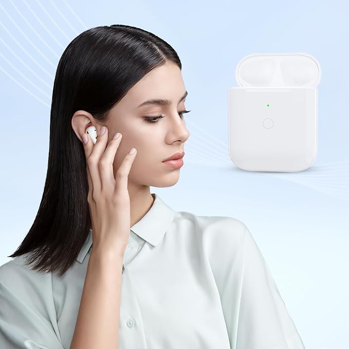 Charging Case for AirPod 1st/2nd Generation, Charger Port for Airpod 2nd/1st Replacement Charger Case Built-in 450 mAh Battery Support Wireless & Wired -No Earbuds (Light-Ning Port)