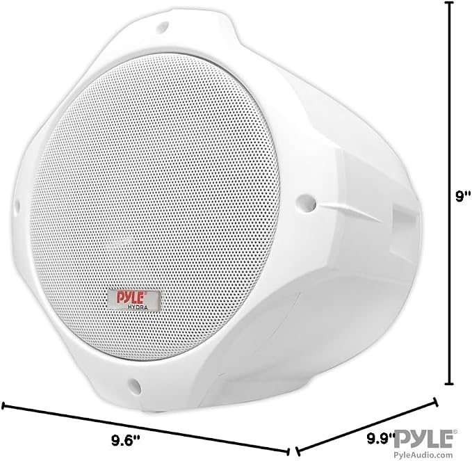 Pyle Waterproof Marine Wakeboard Tower Speakers - 8in Dual Subwoofer Speaker Set and 1” Tweeter with 300 Watt Power - 2-Way Boat Audio Stereo System with Mounting Bracket - 1 Pair PLMRW85 (White)