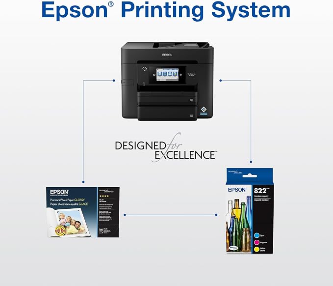 EPSON 822 DURABrite Ultra Ink High Capacity Black & Standard Color Cartridge Combo Pack (T822XL-BCS) Works with WorkForce Pro WF-3820,3823, 4820, 4830, 4833, 4834