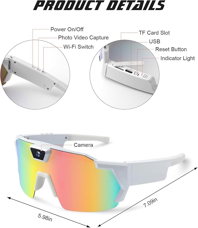 POV Glasses 4k Baseball with Camera Smart Glass for Men Women Sunglasses Cameras and Audio Video Action 2026 Upgrade Eyeglasses Running Style Meets Function Sports Cycling Hiking HD(Black)