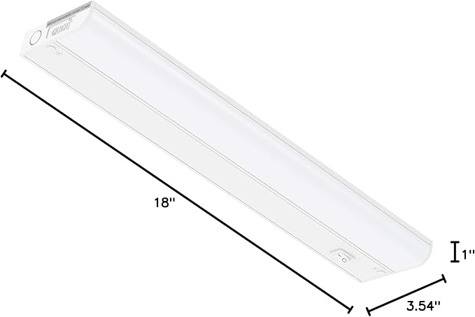 GETINLIGHT 18-inch Hardwired Only LED Under Cabinet Lighting, Soft White(3000K), Dimmable, Matte White Finished, ETL Listed, IN-0201-12-WH
