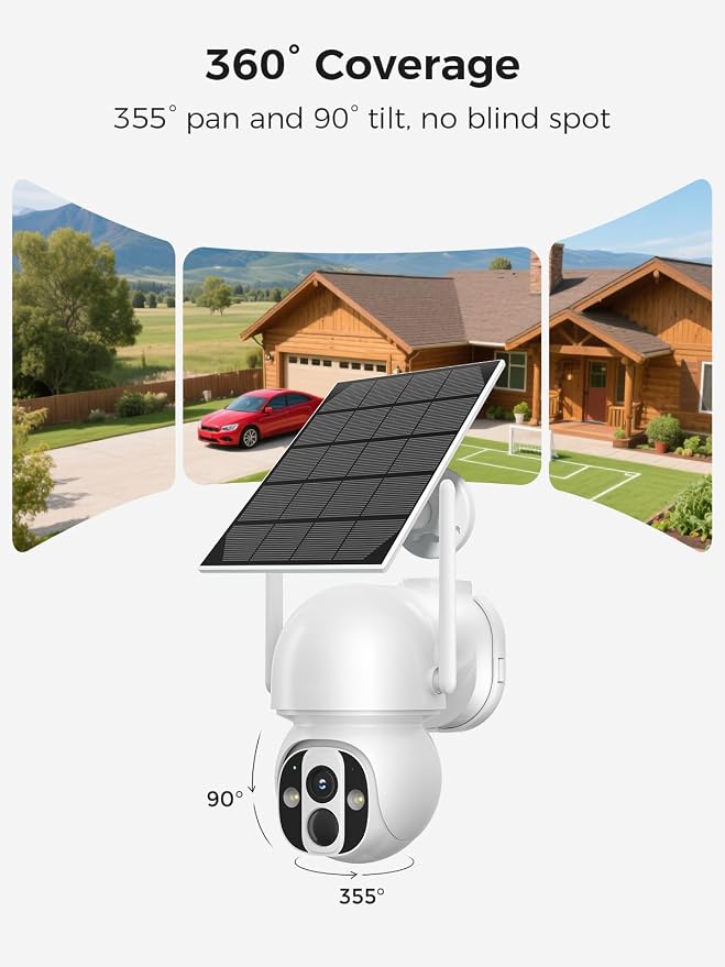 2K Security Camera, 2pcs 3MP Human Auto Tracking 360 View Pan/Tilt Home Security Camera for Indoor Outdoor, AI Motion Detection, Colorful Night Vision, Two-Way Audio