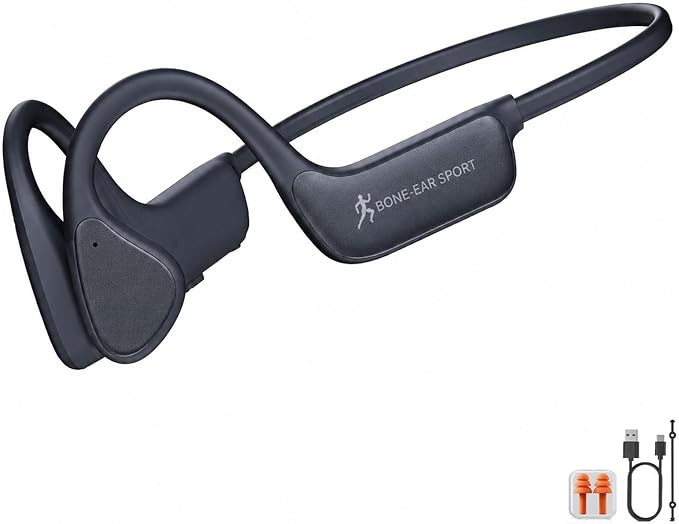 Bone Conduction Headphones, Bluetooth 5.4 Open-Ear Wireless Sports Earphones with Mic, 12H Playtime, IPX6 Sweatproof Premium Headset for Running, Cycling, Workouts (Black)