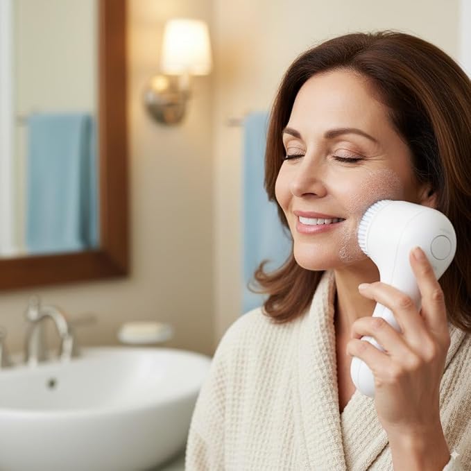 Microtree Electric Facial Cleansing Brush, No Rotation, Sonic Vibrating Rechargeable Face Scrubber Exfoliator, 2 Speeds for Gentle Clean, Face Brushes for Cleansing, Waterproof Face Wash Brush