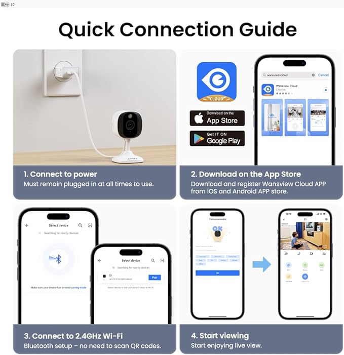 AOQEE 2K Cameras for Home Security-Outdoor/Indoor Camera for Dog/Cat/Pet/Nanny/Baby/Elderly, Color Night Vision, White Light, Siren, 24/7 SD Recordings, Works with Alexa, Plug in (C1-White-1pack-2.4G)