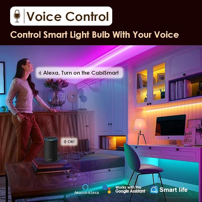 LED Smart Under Cabinet Ligts RGB Multi Color Compatible with Alexa, Google Home Voice Controlled Under Counter Strip Light App Control (3 Lights Bar Kit)