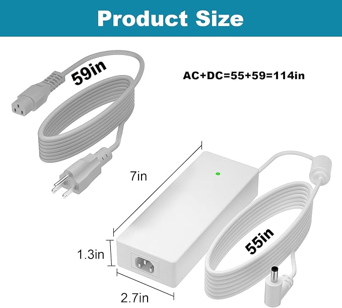 54V 3.9A Power Adapter for UniFi XG 6 PoE,Uacc-Adapter-AC-210W Compatible with Networks UniFi XG 6 PoE (Model US-XG-6POE) 6/8 Port switches Power Cord Charger(White