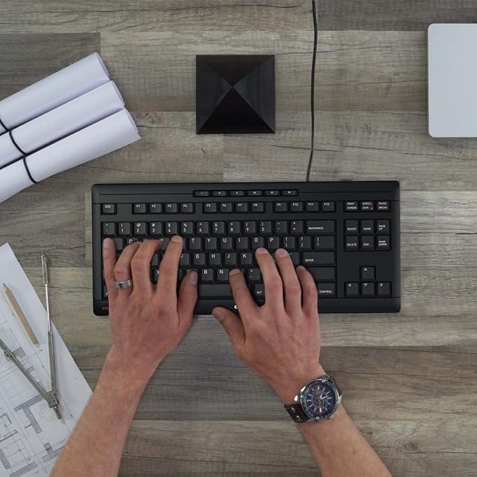 Cherry Stream Keyboard TKL, Wired Keyboard Without Number Pad, Whisper Quiet Keys, Unique Typing Feel, Slim Design, SX Scissor Switches, QWERTY, Black