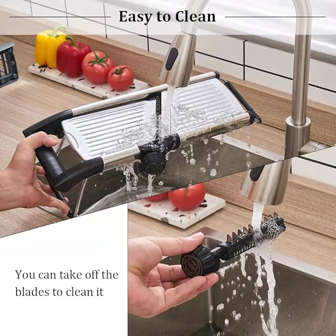 VEKAYA 5 in 1 Rotary Cheese Grater and Stainless Steel Madoline Slicer