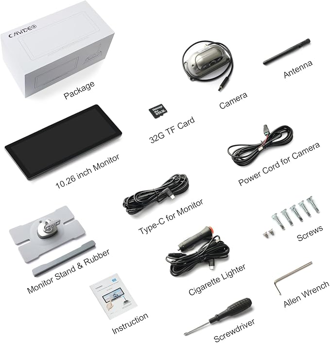 Wireless Backup Cameras System for RV Truck Trailer Camper Pickup Motorhome 5th Wheels with High Brightness HD 1080P 10.26" Touch Screen 150° Wide View Image Video Recording Reverse Camera