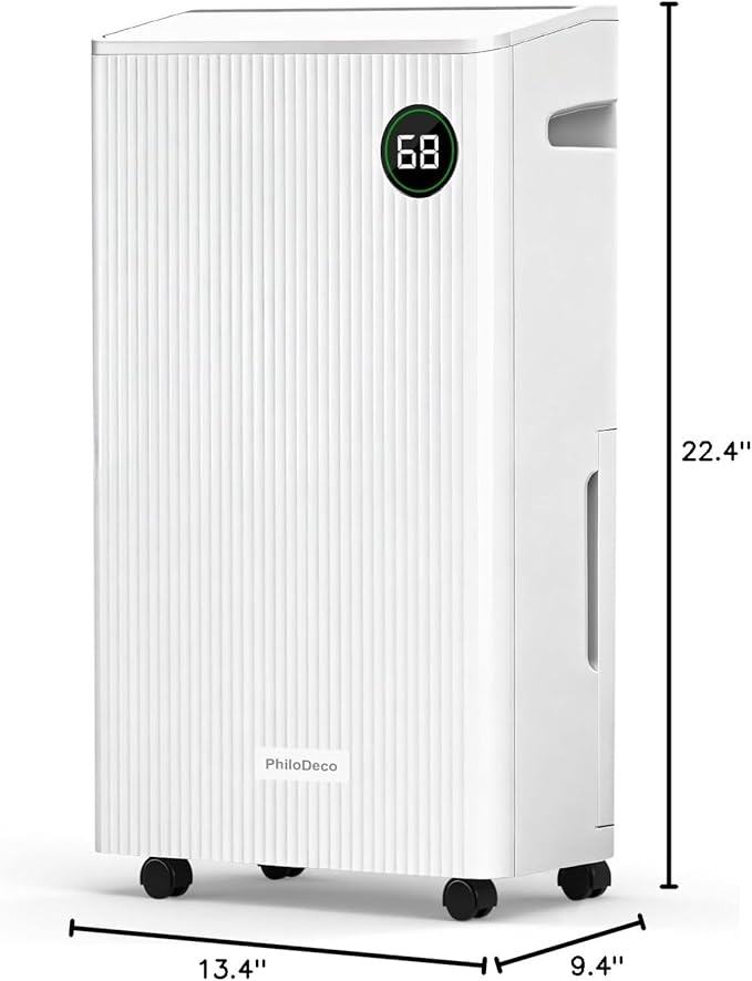 PHILODECO 4500 Sq.Ft Dehumidifier with Drain Hose Max 80 Pint, for Basement, Bathroom, Bedroom, Automatic Defrosting, Intelligent Humidity Control with 24HR Timer, Smart Quiet Dehumidifiers, White