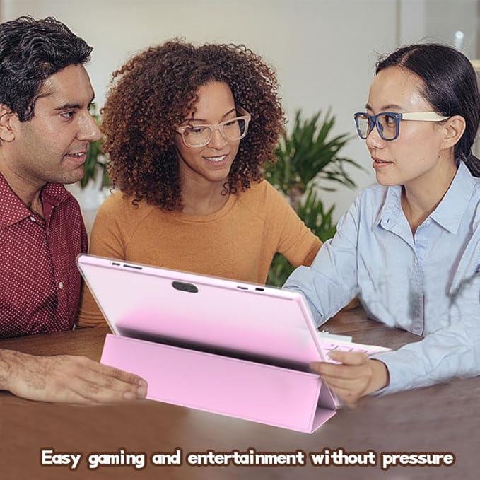 Tablet 2 in 1 Tablets 10 inch Android 15 Tablet Set with Keyboard Case Mouse Stylus Pen, 8GB+32GB Tablets 10.1" HD Touch Screen Tab, 2MP+8MP Dual Camera 6000mAh battery WiFi6 Bluetooth Tableta PC Pink