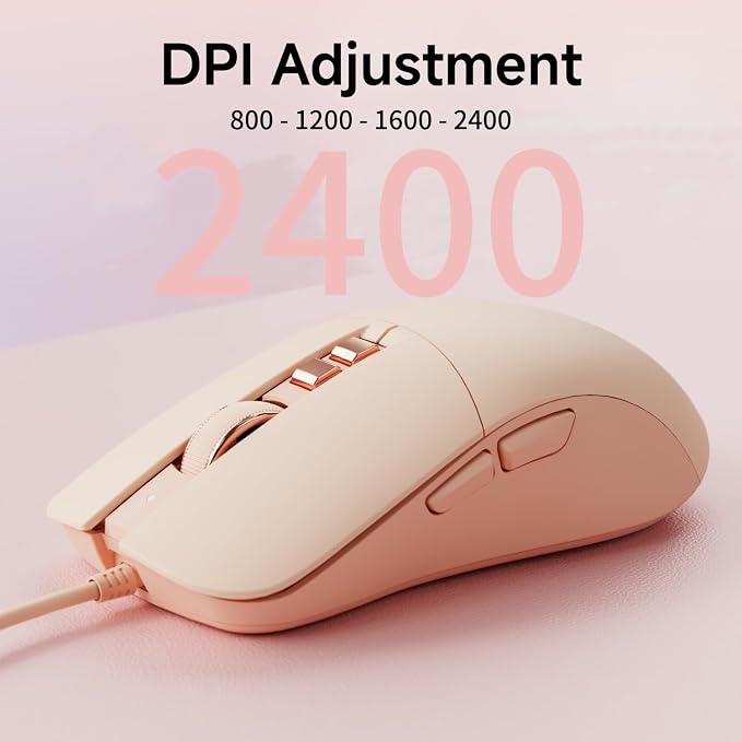 EWEADN Wired Typewriter Keyboard and Mouse Combo, Typewriter Style Mechanical Keyboard,104 Keys Backlit LED Keyboards, Media Control Knob, Wired Keyboard Pink Switch for Windows/PC-Pink