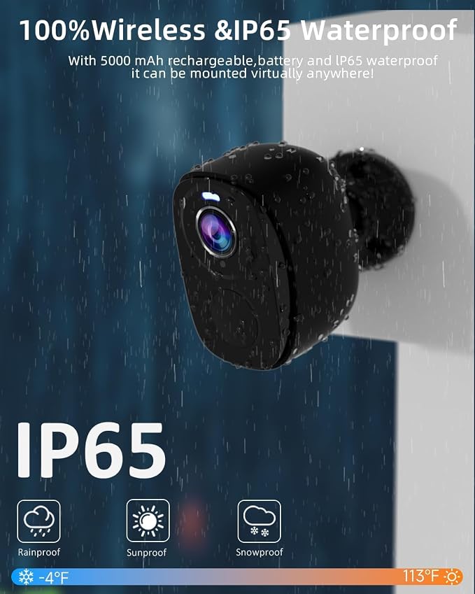 ELECCTV 5G/2.4G WiFi Security Cameras Wireless Outdoor, 2K 5G Security Camera with AI Motion Detection, Color Night Vision, Siren, IP65, 2-Way-Audio, Support Alexa&Google Assistant, Cloud/SD (4)