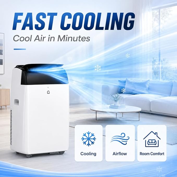 14000 BTU Portable Air Conditioners, 3-in-1 Portable AC Unit with Cooling, Dehumidifier, Fan, 24-Hour Timer & Energy Efficient, Remote Control, Window Kit, Cools Rooms Up to 750 Sq.Ft