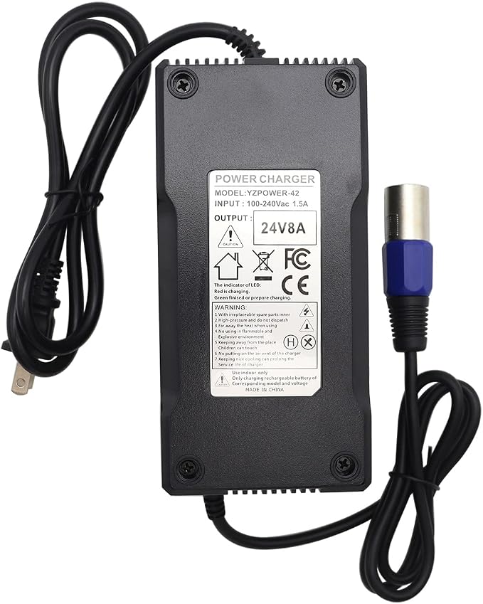 24 Volt 8 Amp Battery Charger 24V 7A 8A XLR Connector for Sealed AGM, Gel,24BC8000T-1,4C24080, BATC8, Dalton Medical, Heartway Brand Product, Sunrise Medical, CH5404
