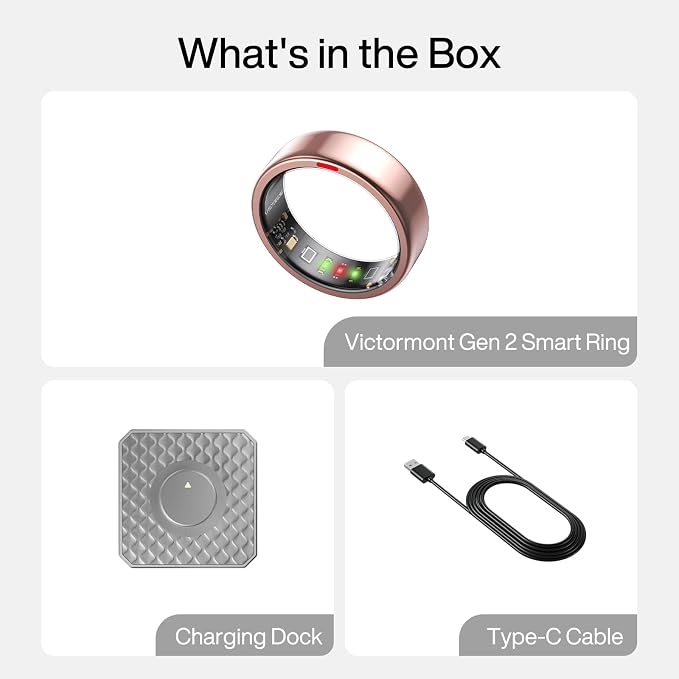 Smart Ring Pro, No App Subscription, Sleep & Activity Tracker with Heart Rate Monitoring, 7 Days Battery Life, IP68 Waterproof Fitness Ring, Compatible with iOS & Android(Matte RoseGold,11)