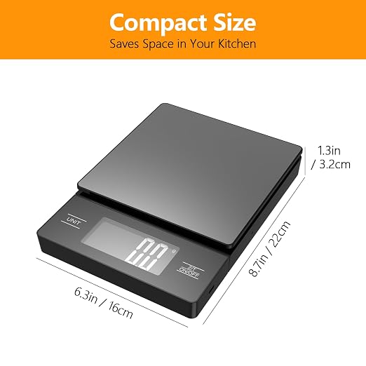 Digital Kitchen Scale with Detachable Display Wireless Food Scale, 11lb/5kg Capacity, 1g Precision, 304 Stainless Steel, Backlit LCD, Tare Function for Baking, Cooking, Meal Prep, Black