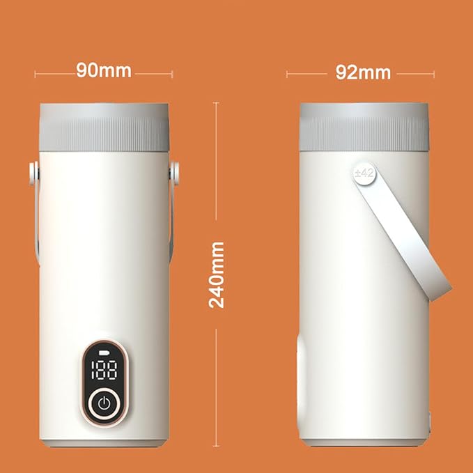Small Electric Tea Kettle, Rechargeable Portable 304 Stainless Steel Travel Hot Water Boiler with 4 Temperature Settings, Cordless Use for Coffee Tea Milk, No BPA, No Odor, Long