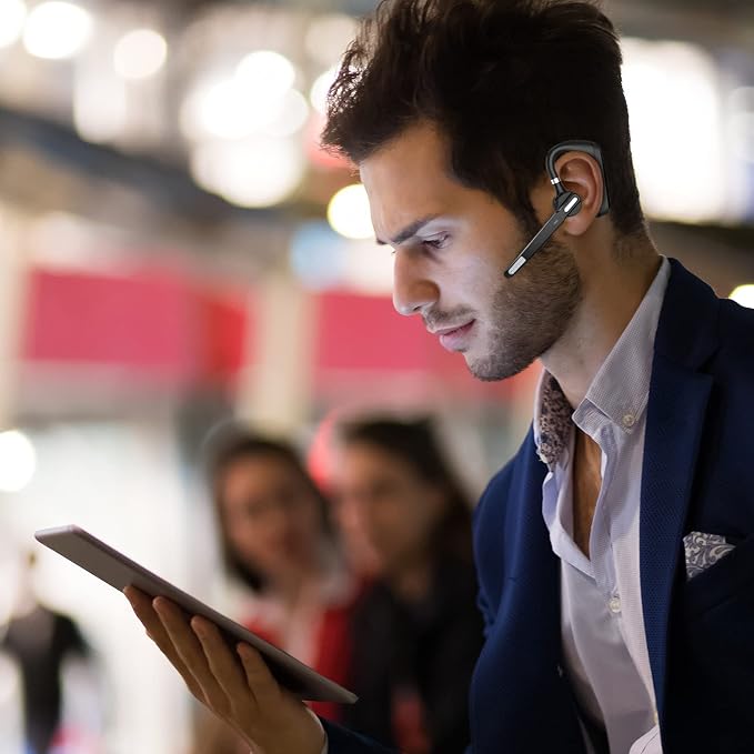 Bluetooth Headset V5.0, Wireless Bluetooth Earpiece 24Hrs HD Calling,CVC8.0 Dual Mic Noise Cancelling, Hands-Free Bluetooth Earphone for Driving/Business/Office
