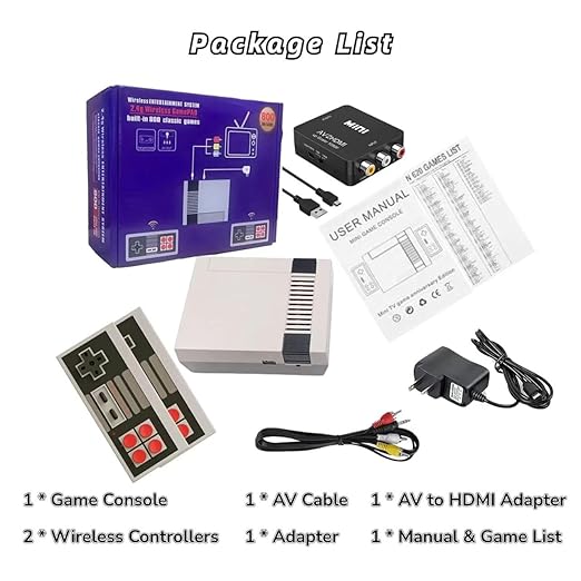 Classic Mini Retro Game Console Built in 619 Video Games,Av and HDMI Output Plug and Play Game System with Dual Wireless Controllers