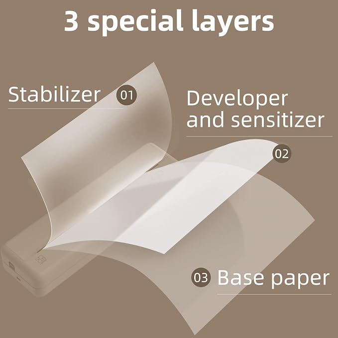 HPRT Bluetooth Wireless Printers MT810 for Portable Travel,with Printer Paper Rolls for MT810(2 Rolls | 8.3''x23')