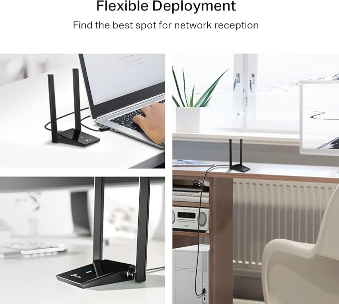 TP-Link WiFi 6 USB Adapter for Desktop PC - (Archer TX20U Plus) AX1800 Wireless Network Adapter with 2.4GHz, 5GHz, High Gain Dual Band 5dBi Antenna, WPA3, Supports Windows 11/10