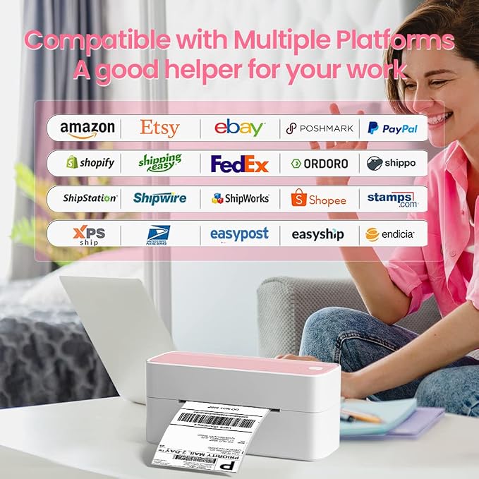 Phomemo 241BT Bluetooth Thermal Shipping Label Printer 4X6 - Wireless Thermal Label Printer for Shipping Packages + 2 Inch Color Circle Thermal Sticker Labels 400