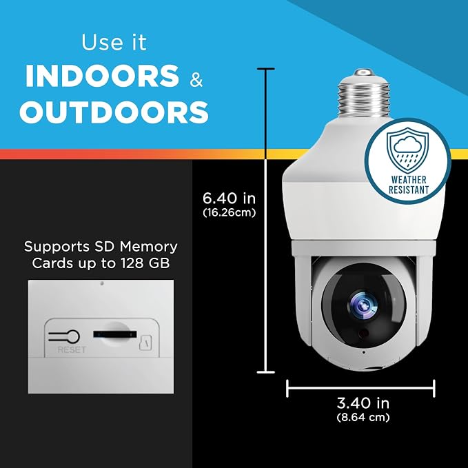 Pro Security Camera with 80 Watt Equivalent LED Light, Two Way Talk, HD Video WiFi Smart Camera, Perfect for Indoor Outdoor Night Vision Motion Detection