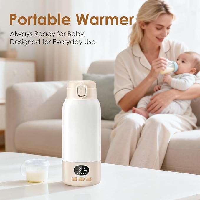 SORUTO Portable Milk Warmer for Travel, 45W Fast Charging Bottle Warmer with 17oz Large Capacity, Fast Heating Breast Milk Warmer, Long Battery Life, Precise Temp Control