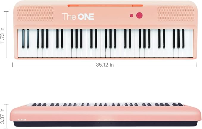The ONE Smart Keyboard COLOR 61 Lighted Keys Piano Keyboard, Digital Piano for Beginners with 256 Tones, 64 Polyphony, Built-in LED Lights and Free Apps (Pink)